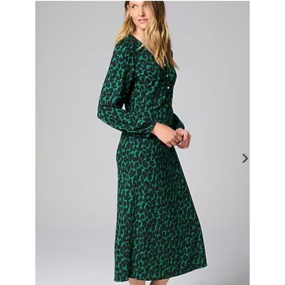 J. Jill Leopard Print A Line Dress Size SP Small Petite Green Multi - Picture 8 of 8